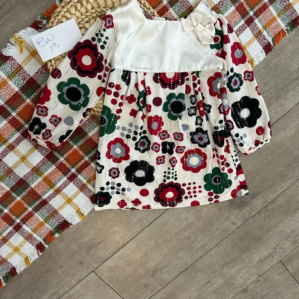 Y2K Children’s Place Girl Christmas Satiny Hippy Floral Dress Size 24 Months - Picture 15 of 15